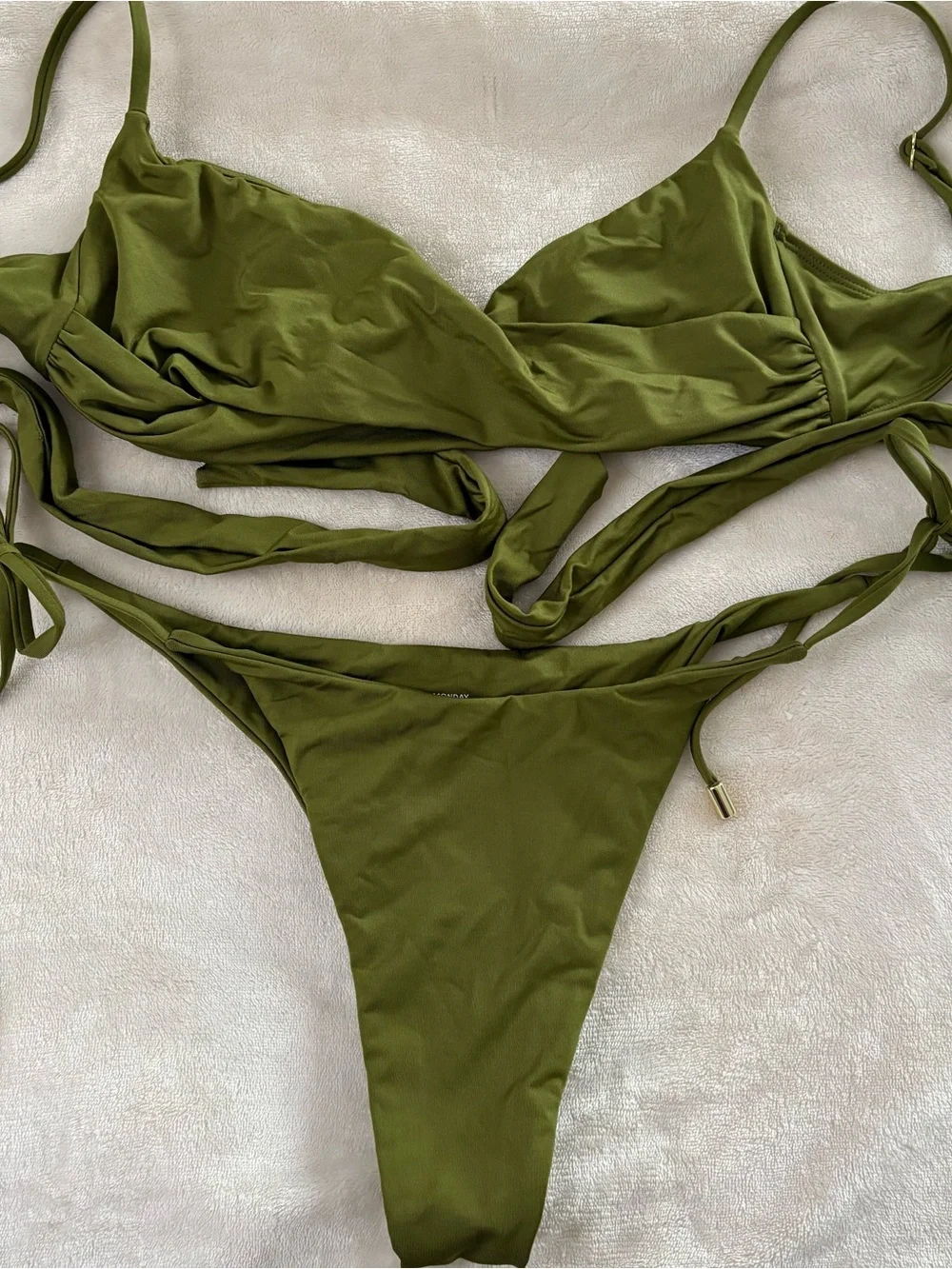 Monday Swimwear Olive Green Twist Bikini Set